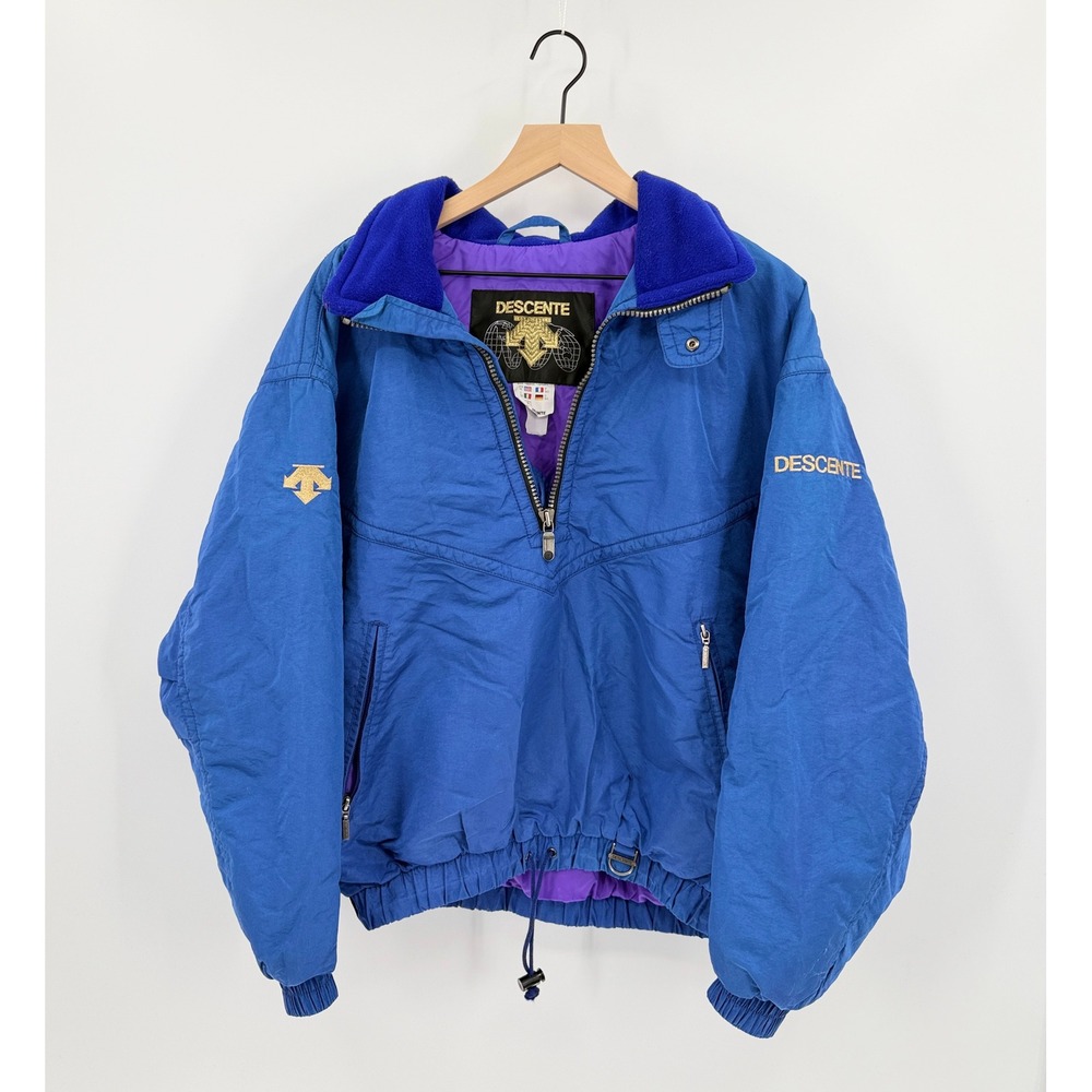 Vintage 90s Descente Mens Ski Jacket Size M Pullover 1/4 Zip Colorblock